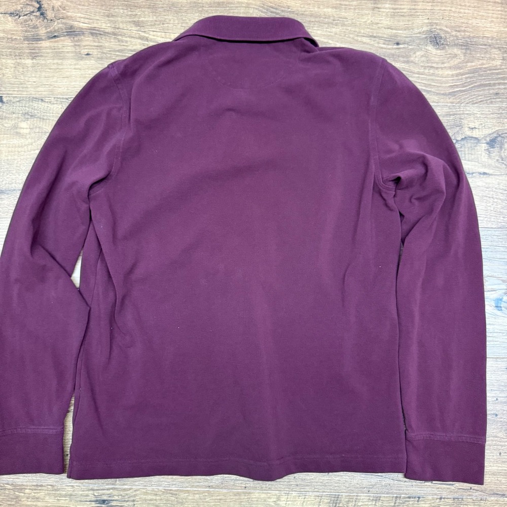 UNTUCKit Mens Medium Long Sleeve Pima Knit Polo Shirt Burgundy Preppy Casual - Picture 3 of 5